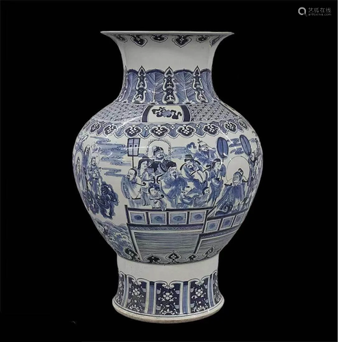 Massive Chinese Blue & White Porcelain Vase