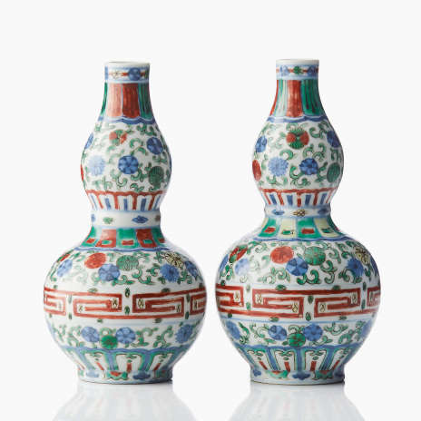 A Pair of Chinese Gourd Vases
