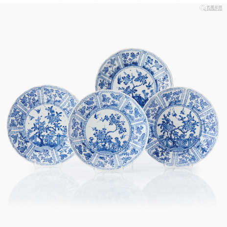 A Set of Four Fine Chinese Blue and White Plates