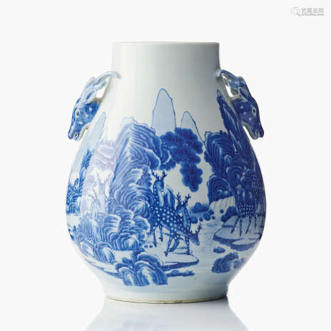 A Chinese Blue and White ‘Hundred Deer’ Vase (Hu)