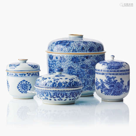 Four Chinese Blue and White Covered Vessels