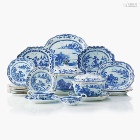 A Chinese Blue and White Service