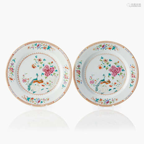 A Pair of ’King John Pattern’ Famille Rose Dishes