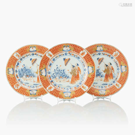 Three ‘Dame au Parasol’ Plates