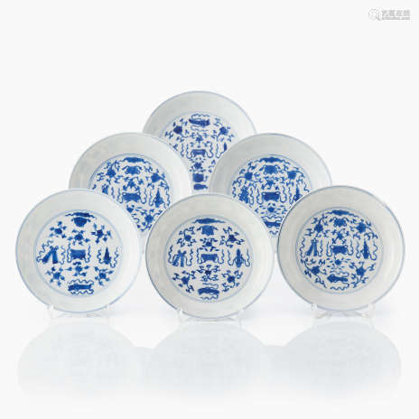 Six Unusual Chinese Blue and White Dishes