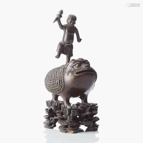 A Chinese Bronze Model of Liu Hai and His Toad