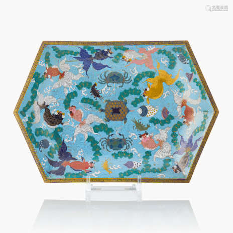 A Rare Large Cloisonné Enamel ’Fish’ Basin