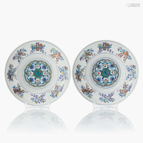 A Pair of Doucai ‘Eight Daoist Emblems’ (anbaxian) Ogee-shap...