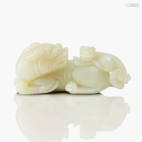 A Jade Figure of a Lion and Cub