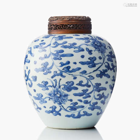 Chinese blue and white globular jar