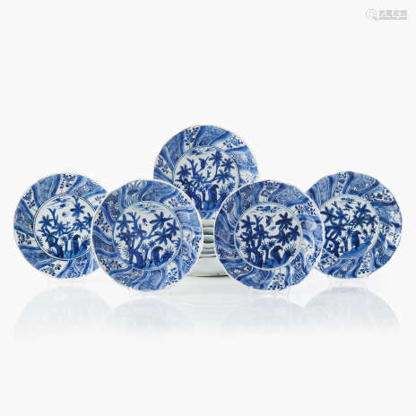 A Set of Twelve Chinese Blue and White Dishes