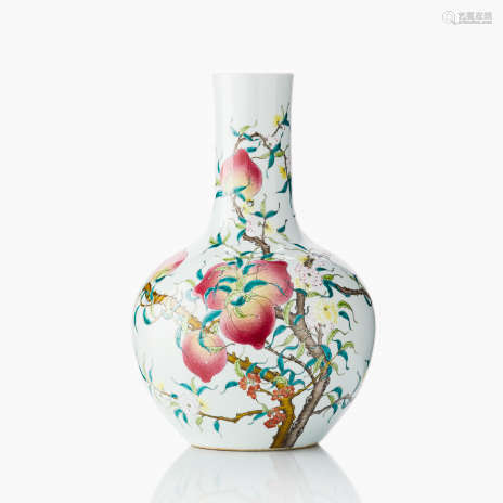 A Chinese famille rose ‘peach’ bottle vase