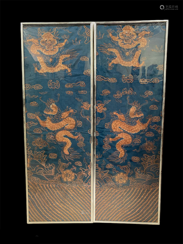 A Pair of Framed Silk Embroidery