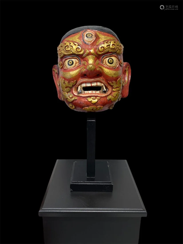 A 18th C Tibetan Mache Mask of Mahakala