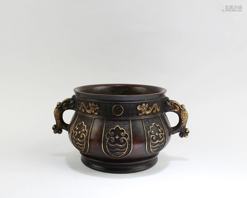 Chinese Gilt Bronze Censer