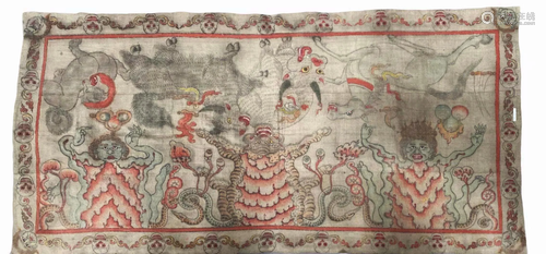 18th Century Tibetan Ritual Painted Tantric Wool