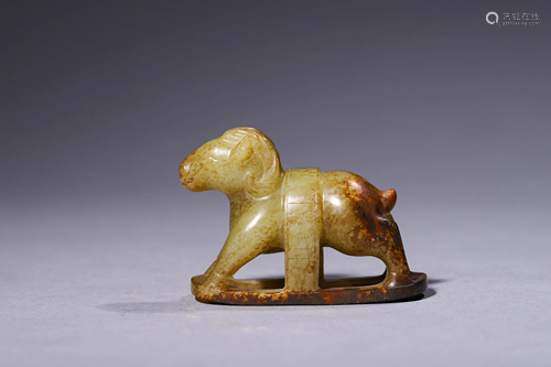 A Song Styled Yellow Jade Sheep Figurine