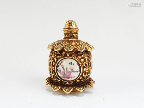 A Gilt Bronze Enamel Snuff Bottle