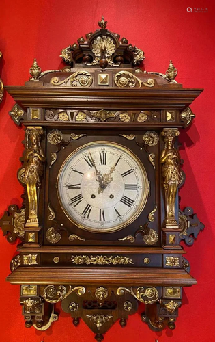 A Gilt Bronze/Wooden Western Styled Hanging Clock,