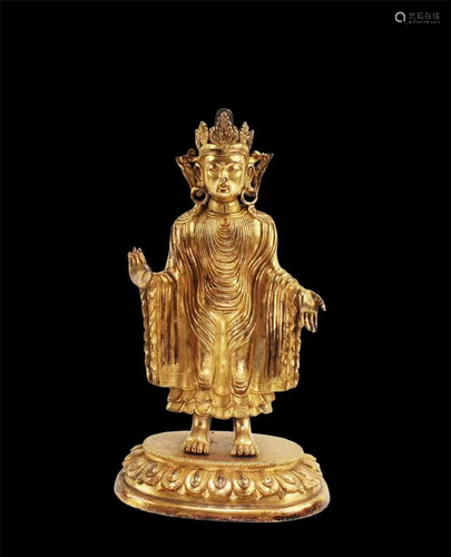 Chinese Gilt Bronze Bodhisattva Statue