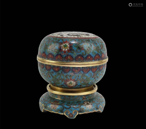 Chinese Round Cloisonne Round Container