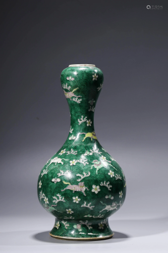 A Qing Tri-color 'Garlic - Head' Vase