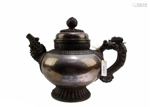 A 19th C Tibetan Silver Teapot