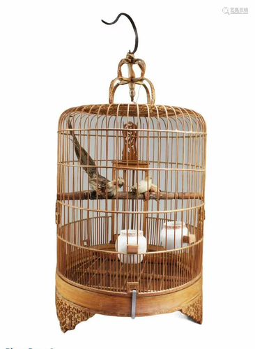 A Carved Bamboo Bird Cage