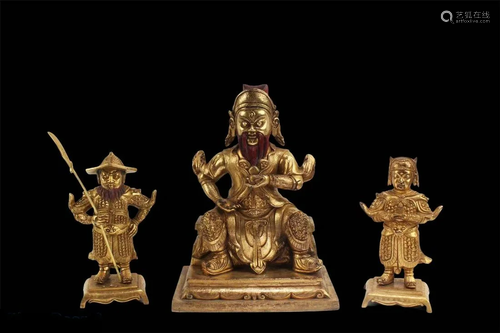 A Group of Three Bronze Deity Statues