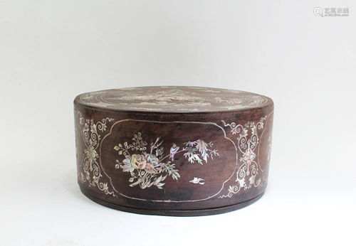 A Carved Wooden Round Box