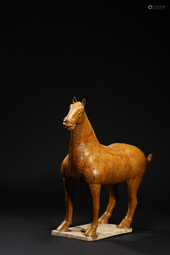 A Tang Styled Yellow glazed Pottery Horse Statue