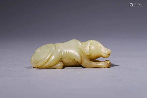 A Yuan Styled Carved Jade Dog Figurine