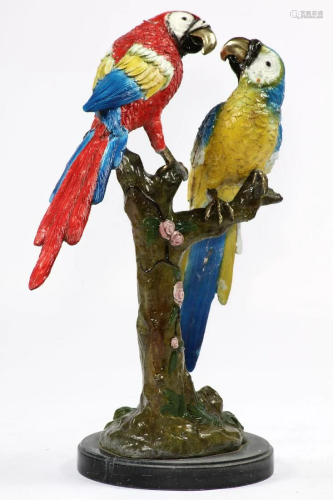 Pair of parrots on branch