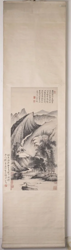 A CHINESE SCROLL PAINTING OF LANDSCAPE, SHITAO MARK