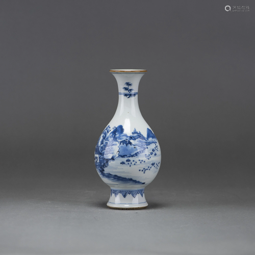 A BLUE AND WHITE 'LANSCAPE' VASE