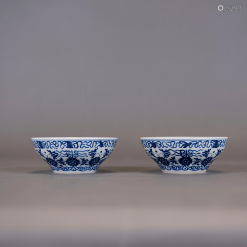 A PAIR OF BLUE AND WHITE BOWL, WITH GUANGXU MARK