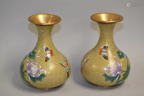 Pr. of Chinese Cloisonne Vases