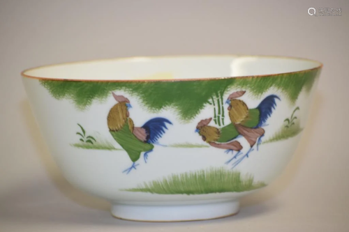 19th C. Chinese Porcelain B&W with Enamel Bowl
