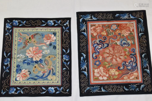 Two 19th C. Chinese DaZi Style Embroideries