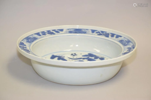 19-20th C. Chinese Porcelain B&W Basin