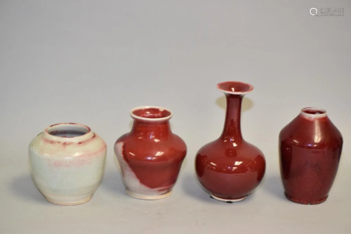 Group of 19-20th C. Chinese Porcelain Red Glaze Wares