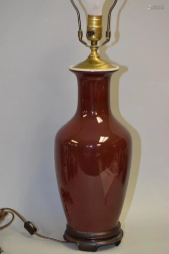 Chinese Porcelain Red Glaze Vase Lamp