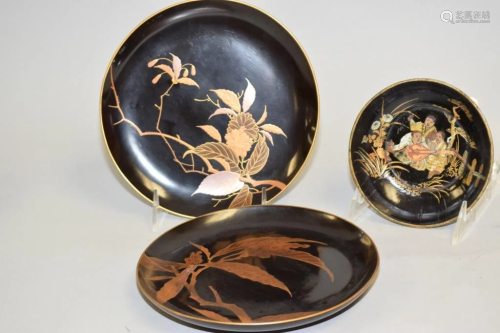 Three 19-20th C. Japanese Maki-e Plates