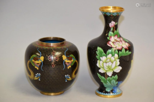 19-20th C. Chinese Cloisonne Jar and Vase
