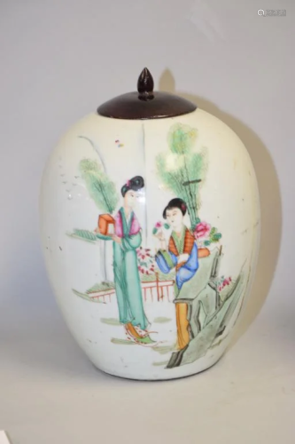 19-20th C. Chinese Porcelain Famille Rose Jar