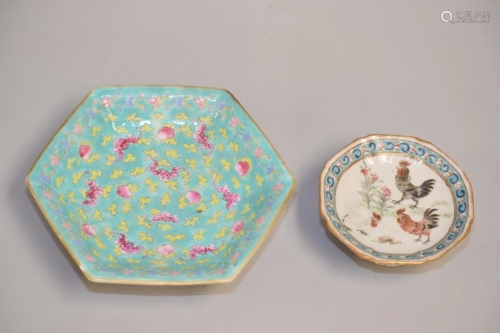 Two 19th C. Chinese Porcelain Famille Rose Plates
