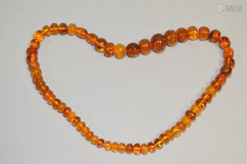 Chinese Amber Carved Bead Necklace