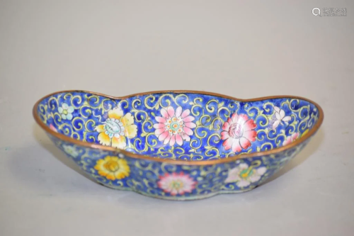 19th C. Chinese Enamel over Bronze Saucer