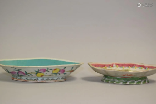 Two 19th C. Chinese Porcelain Famille Rose Plates