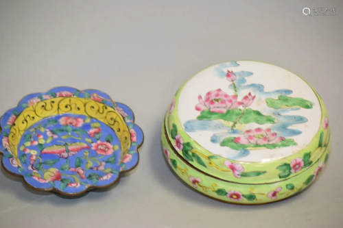 Two Chinese Enamel over Bronze Wares